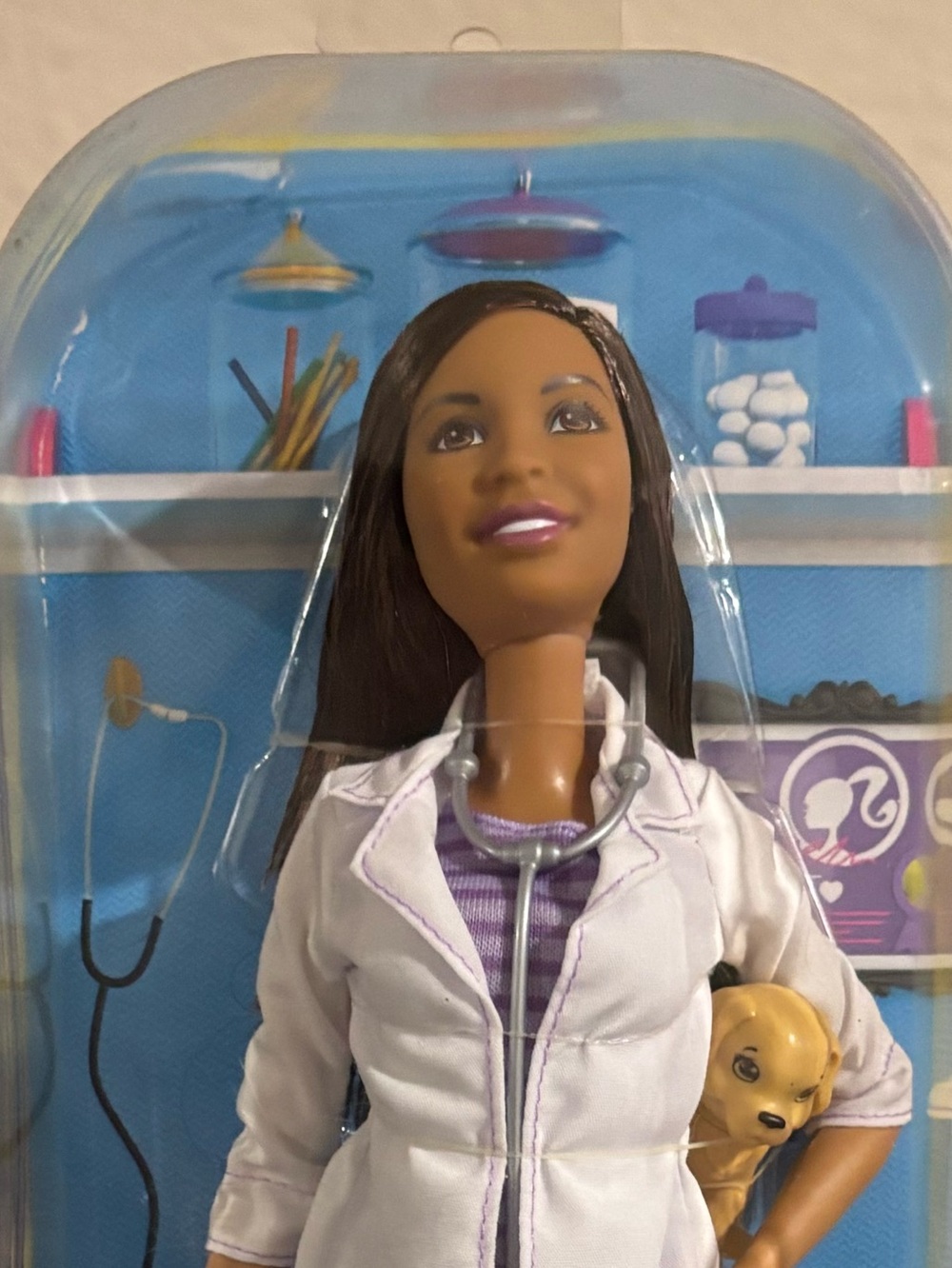 Barbie Pet Vet Doll in White Coat with Blue Pants